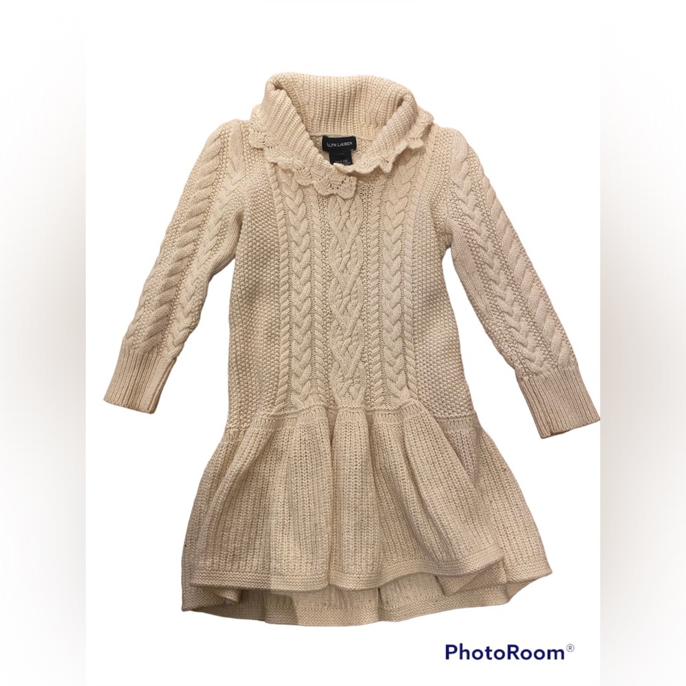 Ralph Lauren Cream Toddler Girl Sweater Dress